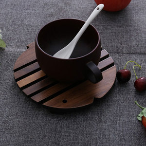 Solid Wood Fish Shape <b>Table</b> Mat Black Walnut Beech Wood <b>Folding</b> Heat Insulating Mat For Kitchen <b>Dining</b> - Product Image 2