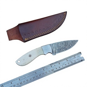 Cuchillo de Caza de Acero de Damasco de Grado Industrial Hecho a Mano con Hoja Recta de Punta Caída y Mango de Hueso, Personalización OBM - Product Image 2