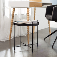 Table basse ronde en métal avec miroir, style européen, moderne, noir, avec design KD mesa de café