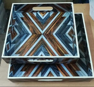 Plateau de service en bois laqué imprimé, le plus vendu en Inde, prix de gros, pour fêtes de Noël - Product Image 6