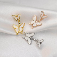 Anneau de nombril double papillon en acier inoxydable 14G avec titane et zircon cubique, bijou de piercing pour nombril