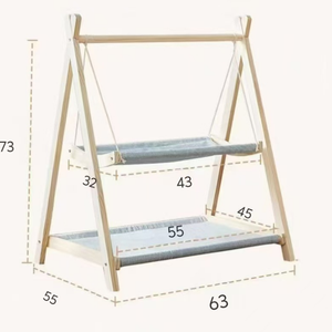 Cama Columpio Elevada para Gatos con Diseño <span class=keywords><strong>de</strong></span> Árbol <span class=keywords><strong>de</strong></span> Pino, Cojín Lavable <span class=keywords><strong>de</strong></span> Alta Resistencia, Torre <span class=keywords><strong>de</strong></span> Juego Independiente para Mascotas, Estructura Triangular Estable - Product Image 4