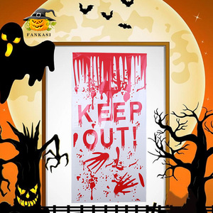 Autocollants de fenêtre d'Halloween, rectangulaires rouges et noirs, adhésifs, décoration intérieure pour magasins, KTV, restaurants, bars - Product Image 1