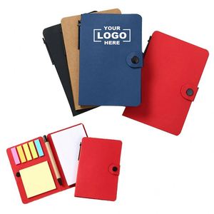 Cuaderno Promocional con Cubierta de Papel Kraft Ecológico Personalizado, Juego de Notas Adhesivas de Papelería de Oficina, Blocs de Notas con Botón a Presión y Bolígrafo - Product Image 1