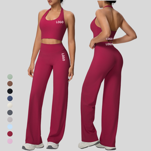 Set Yoga 2025 New Naked Feeling, Bra Racerback, Celana Kaki Lebar Pinggang Tinggi, Pengangkat Bokong, Cepat Kering, 2 Potong - Product Image 1