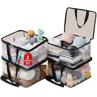 JD FRESH Lot de 2 sacs de rangement transparents en PVC de 27 L avec fermeture éclair et poignées / Housses pliables pour saris / Organisateur de placard / Multi-usages
