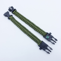 Porte-clés multifonctionnel de survie pour le camping en plein air, articles tactiques, boucle à dégagement latéral en plastique, boussole, porte-clés en corde de nylon