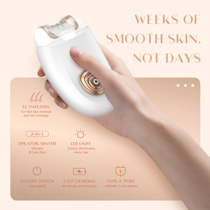 Épilateur rechargeable 2 en 1 Type-C en acier inoxydable avec brosse nettoyante pour le visage pour femmes - Product Image 6
