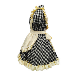 Black And White Checkered Maid Dress With Apron And Bow Cosplay Costume For Women Girl Anime Role Play Spring 2025 - Product Image 3