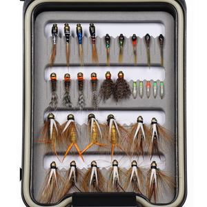 Ensemble de 32 mouches de pêche à la truite, collection de mouches sèches, humides, nymphes, streamers, perdigons, <span class=keywords><strong>euro</strong></span>-mouches, assortiment avec boîte, kits de leurres de pêche à la <span class=keywords><strong>mouche</strong></span> - Product Image 3