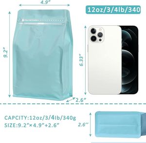 Blue Color <b>Laminated</b> Material Coffee Bags Stand Up <b>Pouches</b> with Valve Customize Size Resealable Food Storage Bags Side Zipper - Product Image 3