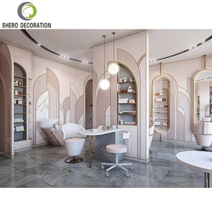 Diseño Interior de Peluquerías de Moda, Exhibidor de Salón de Alta Calidad, Estación de Espejo para Peluquería con Iluminación, Mueble de Tienda - Product Image 4