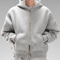 Sweat à capuche zippé surdimensionné personnalisé, 600 g/m², 100 % coton, double fermeture éclair, style streetwear minimaliste, coupe ample pour homme
