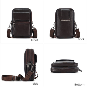 Bolsa Mensageiro Masculina de Couro Genuíno Vintage Dujiang, Pequena, com Compatibilidade para Celular - Product Image 3