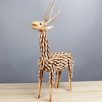 Handgemaakt wilgenhouten dierenfiguurtje, rustiek houten ambachtelijk ornament, tafeldecoratie, cadeau