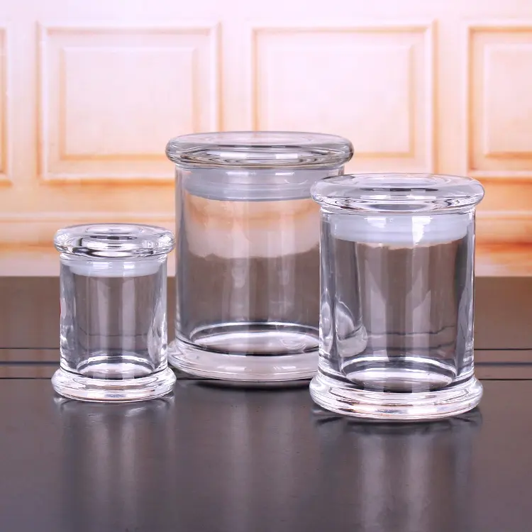 Oduelite — bougies rondes parfumées, bocaux en verre avec couvercle rabattable, transparent, de 60ml, 200ml et 350ml