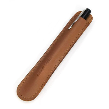 Custom logo Stamp Pen Holder Sleeves Luxury Gift Pen Protective Packaging PU Leather Pen Case with Emboss logo