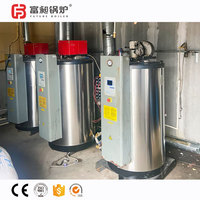 Chaudière à vapeur industrielle verticale basse pression - Petit brûleur combiné gaz/diesel pour cuisson et traitement, structure à tubes d'eau