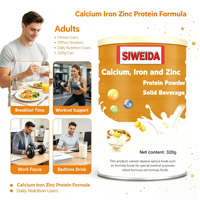 Boisson Solide Protéinée Calcium Fer Zinc Complément Nutritionnel Adulte Sans Gluten Sans Sucre Vente en Gros 320g
