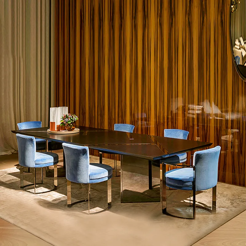 Karois — table à manger, modèle 2021, motif marbre, base en acier inoxydable, repas tout neuf