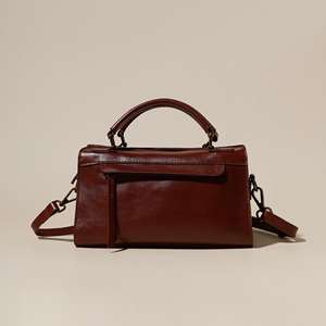 Nouveau sac à dos pour femme en cuir véritable tendance, décontracté, en cuir de vache ciré, imperméable, fermeture à glissière, simple, rétro, sac d'école - Product Image 2