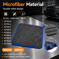 Serviette de lavage auto en microfibre super absorbante 500/600 GSM, marque privée, 60*90cm, sans rayures, à boucles torsadées, pour séchage rapide