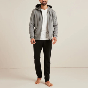 Sweat à capuche surdimensionné en molleton 100% coton, écologique, noir, fermeture éclair, épaules tombantes, tissu lourd, pour homme - Product Image 3
