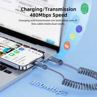 Câble Toocki à charge rapide 2.4A, tressé en spirale, avec puce intelligente pour iPhone, idéal pour la charge en voiture et en voyage