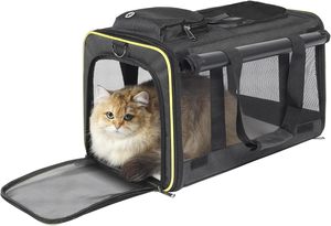 Échantillon gratuit de cage de transport pour chat, cage de transport pour animaux de compagnie à côtés souples pour chats, chiens, chiots, confort portable, pliable, approuvée par les compagnies aériennes - Product Image 6