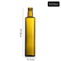Botella de aceite de cocina, 100ml, 200ml, 500ml, 750ml, botella de vidrio con tapón de rosca, embalaje redondo cuadrado verde, aceite de cocina de oliva, aceite comestible