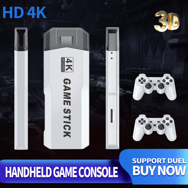 M2 4K Portable Game Stick 2.4GHz Wireless Controller EU Plug 64GB Memory 5000-10000 Games Retro Style TV Game Console