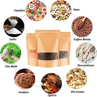 Sachets Doypack personnalisés refermables avec fermeture éclair pour épices, thé et café, en papier kraft brun avec fenêtre transparente