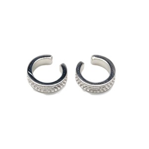 yunnique C Shaped Titanium Steel Textured Ear <b>Cuff</b> <b>Earrings</b> For Men And Women Geometric Design Fashion Jewelry - Product Image 5