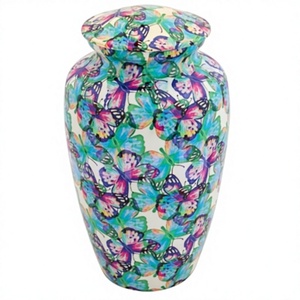 Caleidoscopio de mariposa, urnas funerarias de cremación de aluminio para cenizas humanas, bolsa de terciopelo gratis - Product Image 1