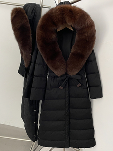 Abrigo <span class=keywords><strong>de</strong></span> Plumón <span class=keywords><strong>de</strong></span> <span class=keywords><strong>Pato</strong></span> Blanco con Capucha OFTBUY, Chaqueta Acolchada Extra Larga con Cuello <span class=keywords><strong>de</strong></span> Piel <span class=keywords><strong>de</strong></span> Zorro Auténtica, Parka Gruesa para Mujer con Cinturón - Product Image 4