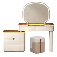 Table de toilette moderne de haute qualité à prix d'usine, avec éclairage intégré et plateau en verre, pour salon et chambre à coucher