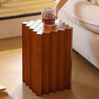 Table d'appoint médiévale en bois massif pour balcon et salon, tabouret carré double usage avec étagère