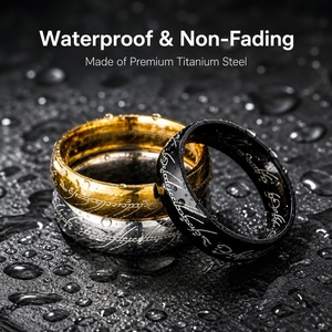<strong>The</strong> <strong>Lord</strong> <strong>of</strong> <strong>the</strong> <strong>Rings</strong> 18k Gold Plated Engraved Arc Polished Wedding Party <strong>Gift</strong> Jewelry Customizable Text Finger <strong>Ring</strong> Wholesale - Product Image 6