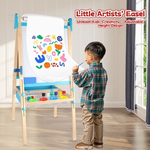 Chevalet double face multifonctionnel en bois pour enfants, avec accessoires variés, tableau de <span class=keywords><strong>dessin</strong></span> artistique réglable en hauteur pour les enfants en croissance - Product Image 2