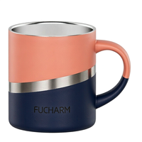 Mug à café isotherme en acier inoxydable moderne Fucharm 12oz 18/8 avec poignée