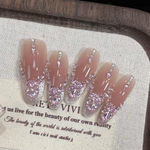 ลดราคาสุดคุ้ม Lunanail เล็บปลอมแบบเต็มเล็บ ปลายเล็บแบบฝรั่งเศส ประดับเพชรสามมิติ ABS เล็บยาว กดติดเอง พร้อมโลโก้สั่งทำพิเศษ - Product Image 5