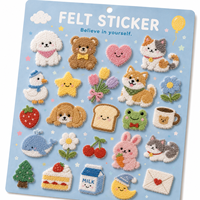 Autocollants en feutre esthétiques pour scrapbooking, journal créatif, vente en gros, personnalisés, motif fleurs sauvages et nuages, autocollants adhésifs