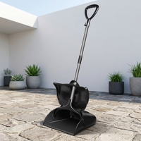 Ensemble balai et pelle à poussière noirs coupe-vent Deepen pour le nettoyage domestique en plastique