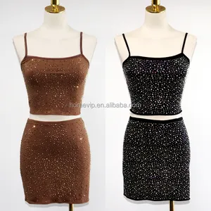 Body à la mode V156, robe de club en cristal, vêtements de plage en verre et strass pour femmes sexy