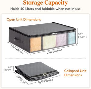 Foldable Clothing <b>Storage</b> Bags with Front <b>Clear</b> Window Closet Organizers <b>Storage</b> Under Bed <b>Storage</b> <b>Containers</b> - Product Image 2