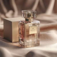 Flacon de parfum rectangulaire 30ml 50ml en verre avec bouchon doré et atomiseur