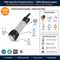 Capteur capacitif 18 mm, sortie PNP NC 8 mm, DC 10-30 V, IP67, détection de métaux et non-métaux, interrupteur de proximité