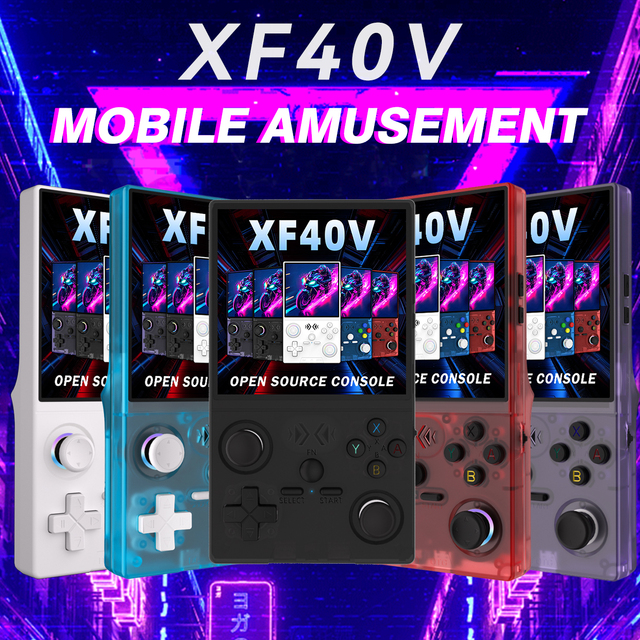 XF40V Handheld Video Game Console for PS1/PSP/GBC/GBA 2.4G WIFI 4.0 Inch IPS Screen Retro Portable Game Player with Open Source