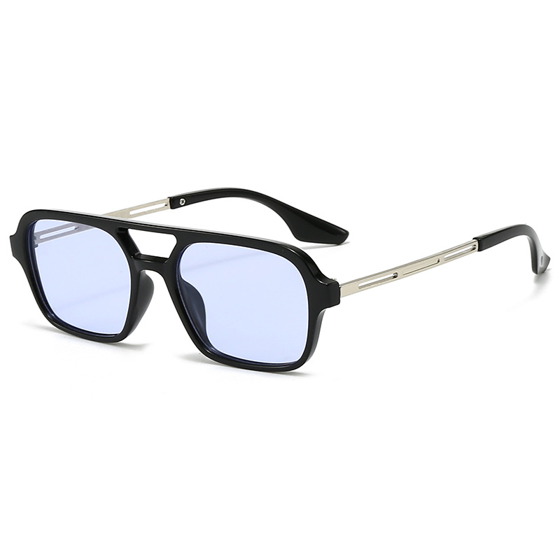 C2-bright black silver frame-transparent blue film