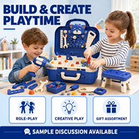 Ensemble d'outils de jeu en plastique pour enfants avec perceuse jouet à piles et accessoires de construction pour les enfants de 2 à 7 ans